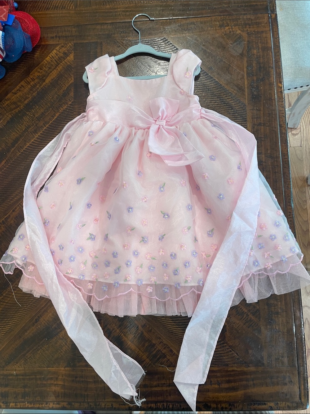 Jona Michelle Pink Organza Floral Party Dress